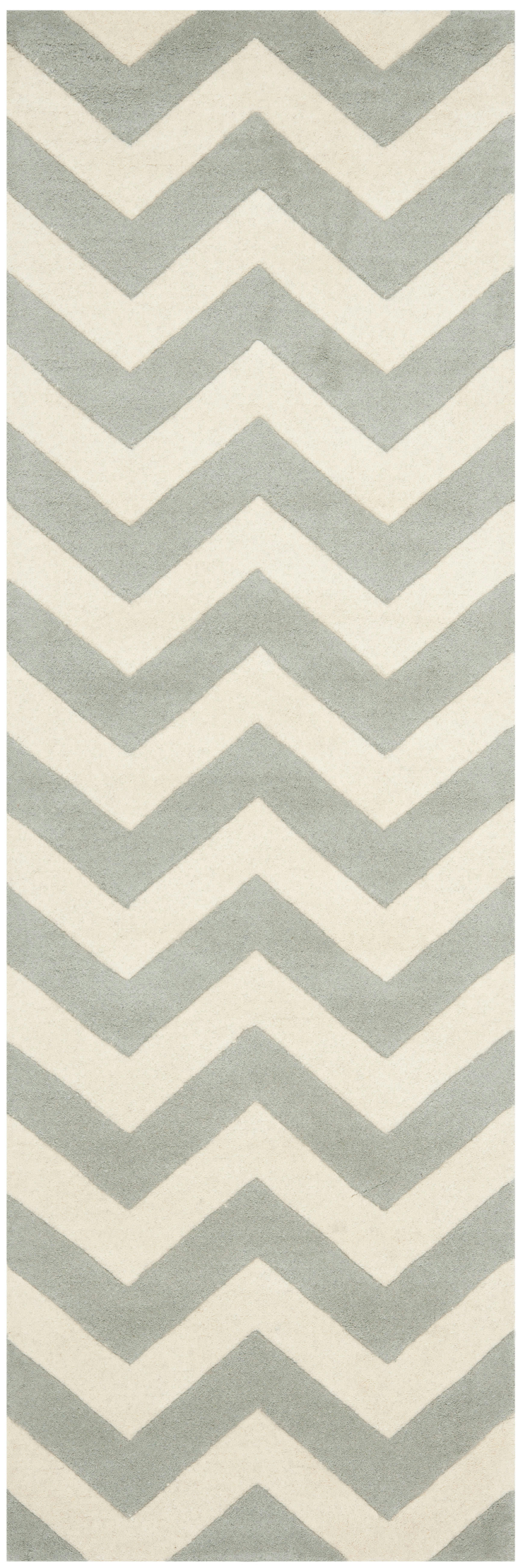 CHATHAM - Tapis de salon interieur en gris & ivoire, 69 x 213 cm