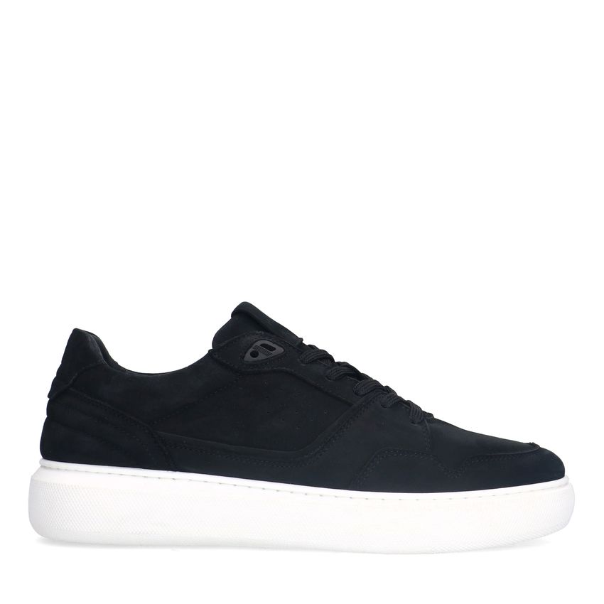 Manfield Zwarte nubuck sneakers