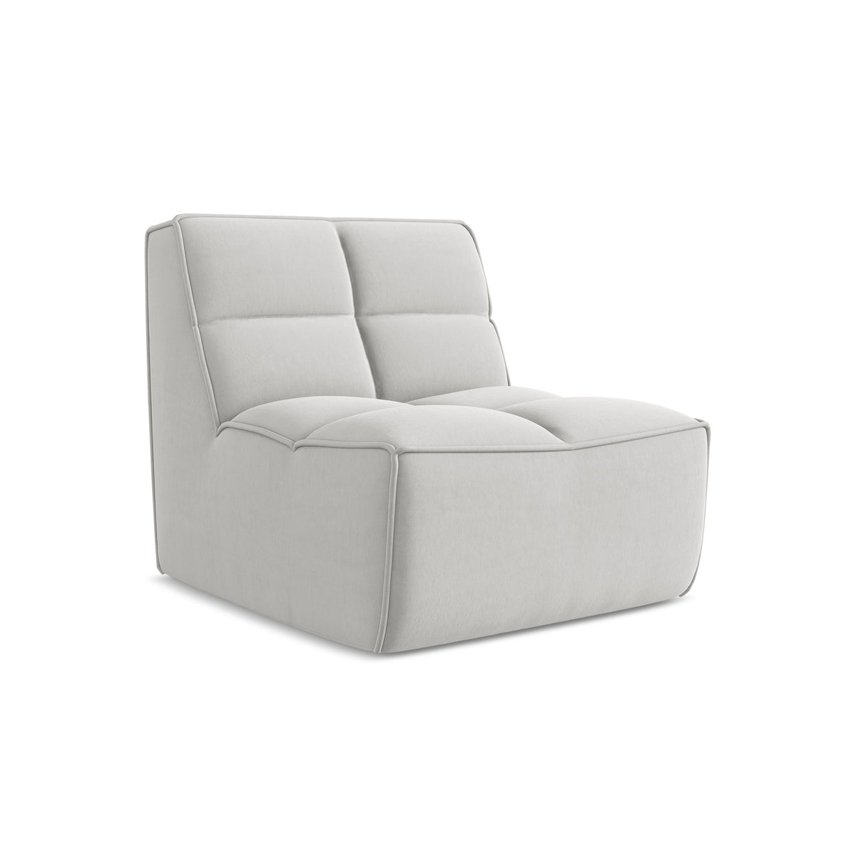 LaMiaSofa Bankmodule midden Belluno - velours - zilver - 80x93x75