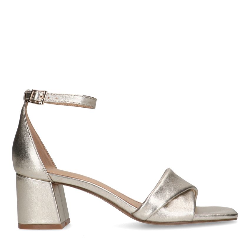 Manfield Gouden leren sandalen met hak