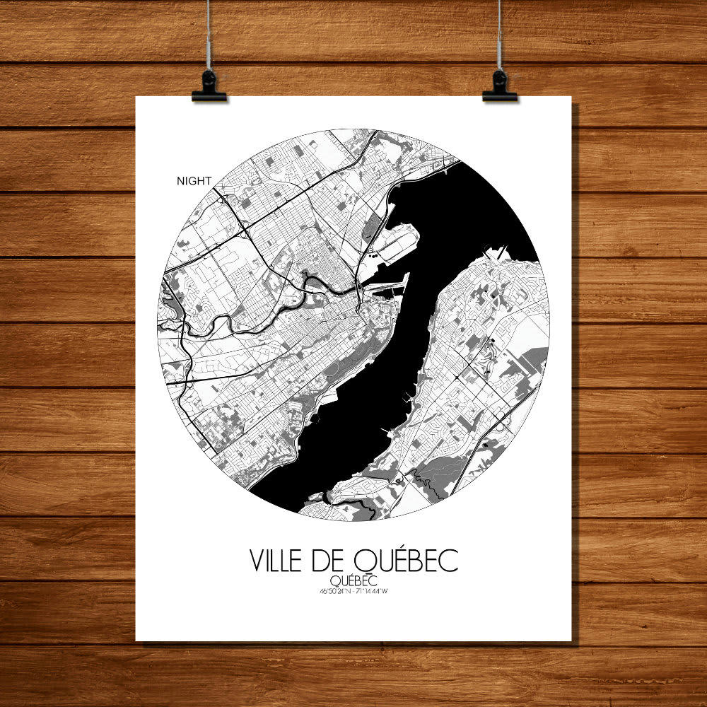 - Affiche Québec Carte ronde 40x50
