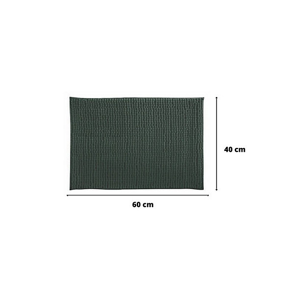 Lot de 2 tapis de bain CHENILLE 40x60 Vert Foncé