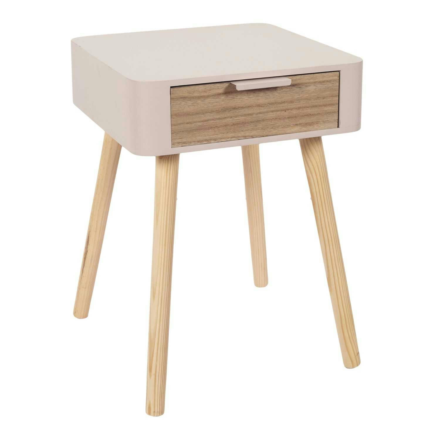 - Table de chevet 1 tiroir en mdf rose