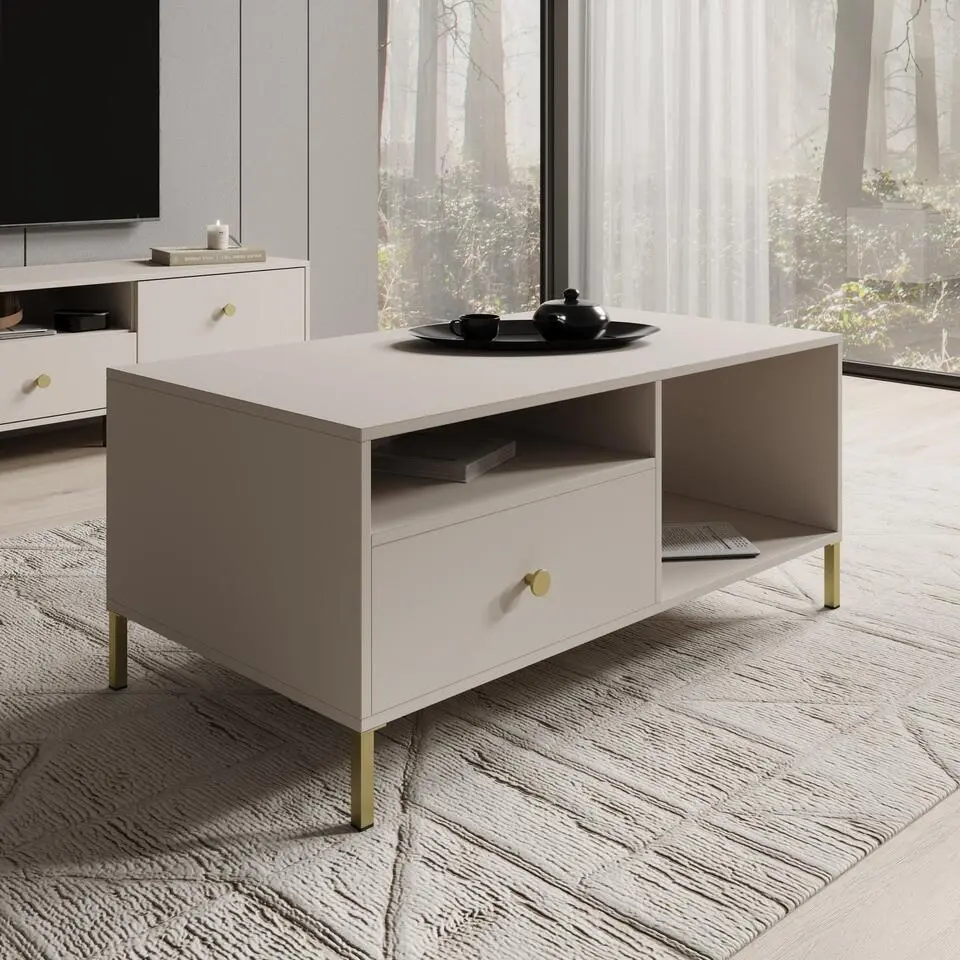 Meubella - Syran - Salontafel - Beige - 110x60x48 cm