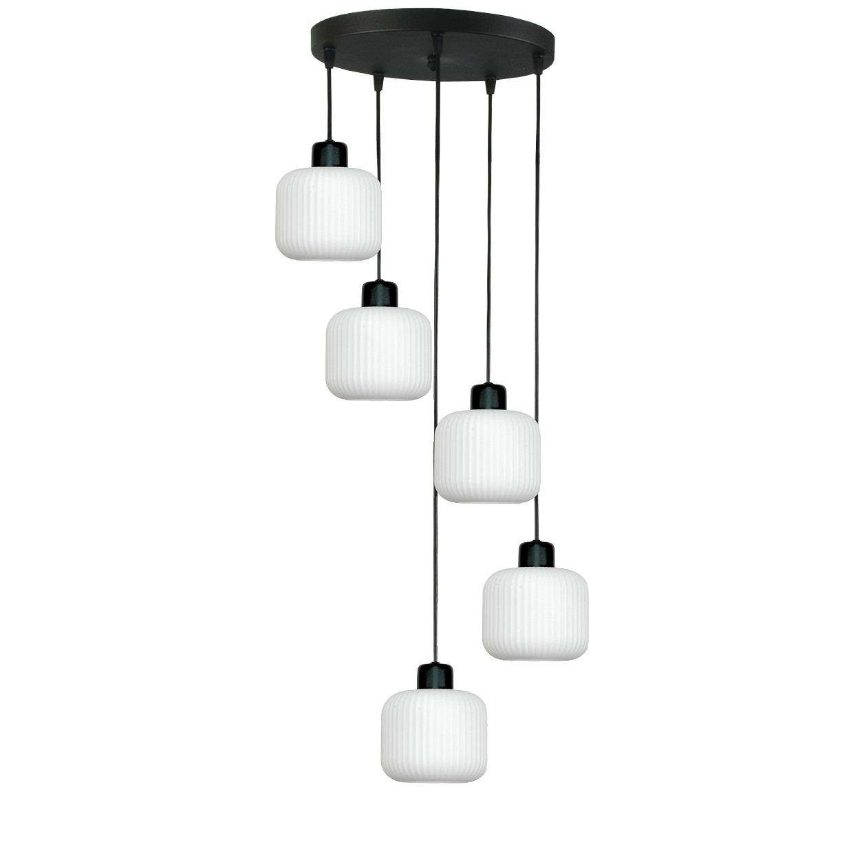 Lampa wisząca EDYLIT kaskada loft białe klosze 5xE27 BEKA BIANCO 14-960