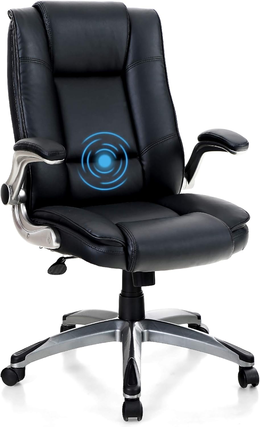 MAISON ARTS High Back Office Chair Desk Chair, Adjustable Ergonomic Massage Swivel Task Chair Computer Chair with Rocking Function and Flip-up Arms, Black