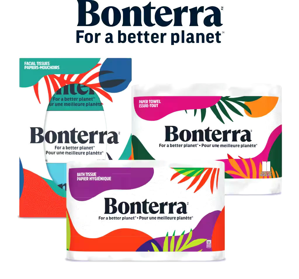 Bonterra™ Facial Tissue, 3-ply, 150 Sheets, 3-pk