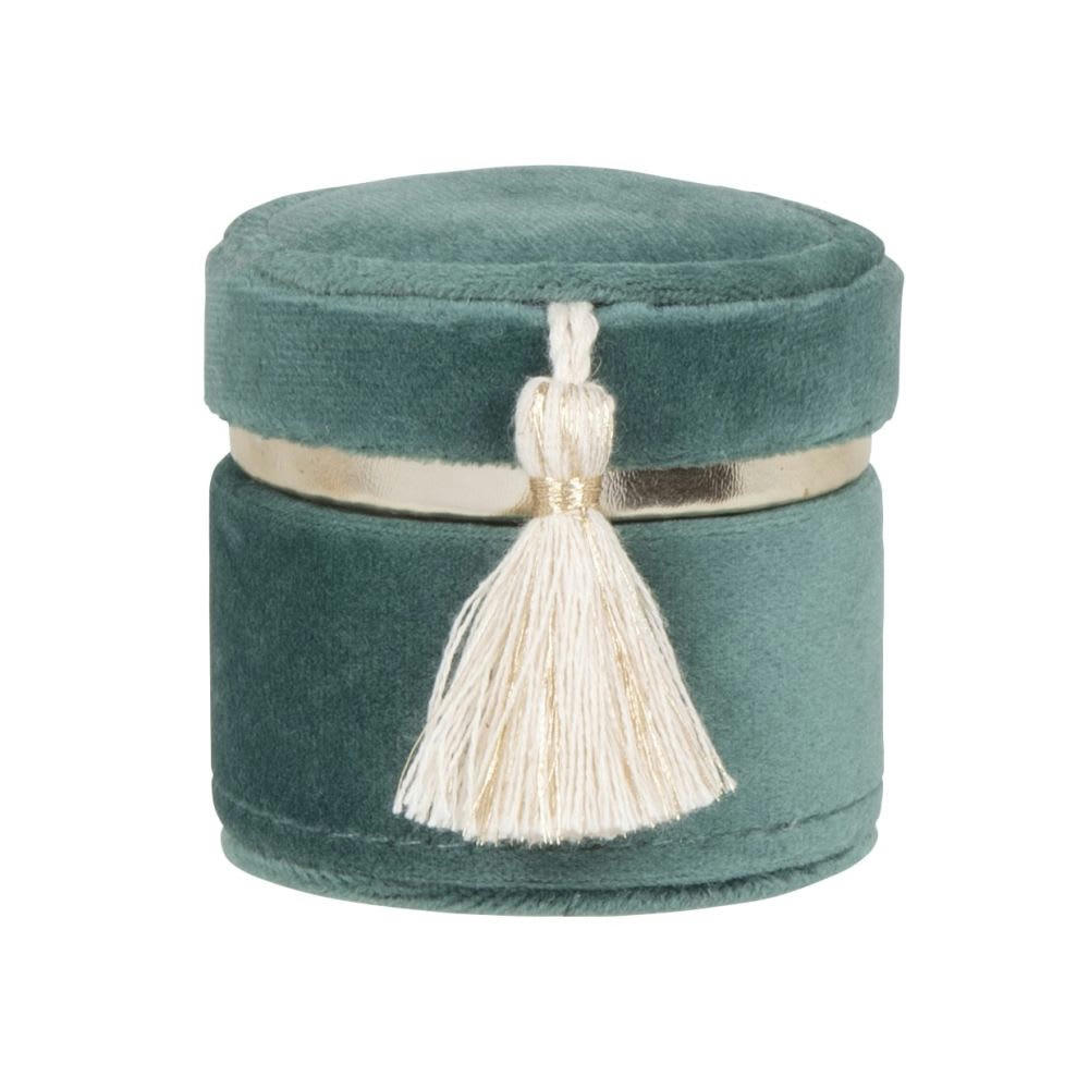 - Mini boîte à bijoux ronde compartimentée en velours vert