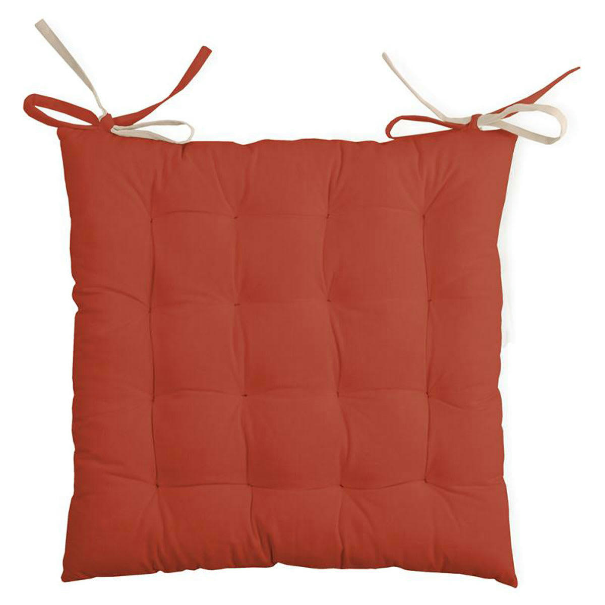BIFACE - Coussin de chaise 2 faces terracotta lin 40x40