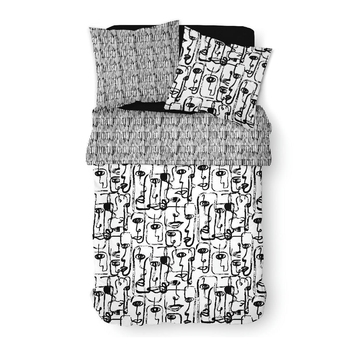 SUNSHINE - Parure de lit 2 personnes imprimé en Coton Blanc 220x240 cm