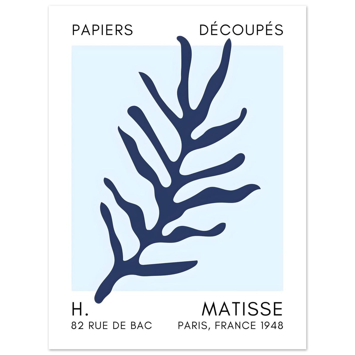 Artfulprints Poster Matisse – Ocean flora navy blue I  - 30x40 cm - Blauw