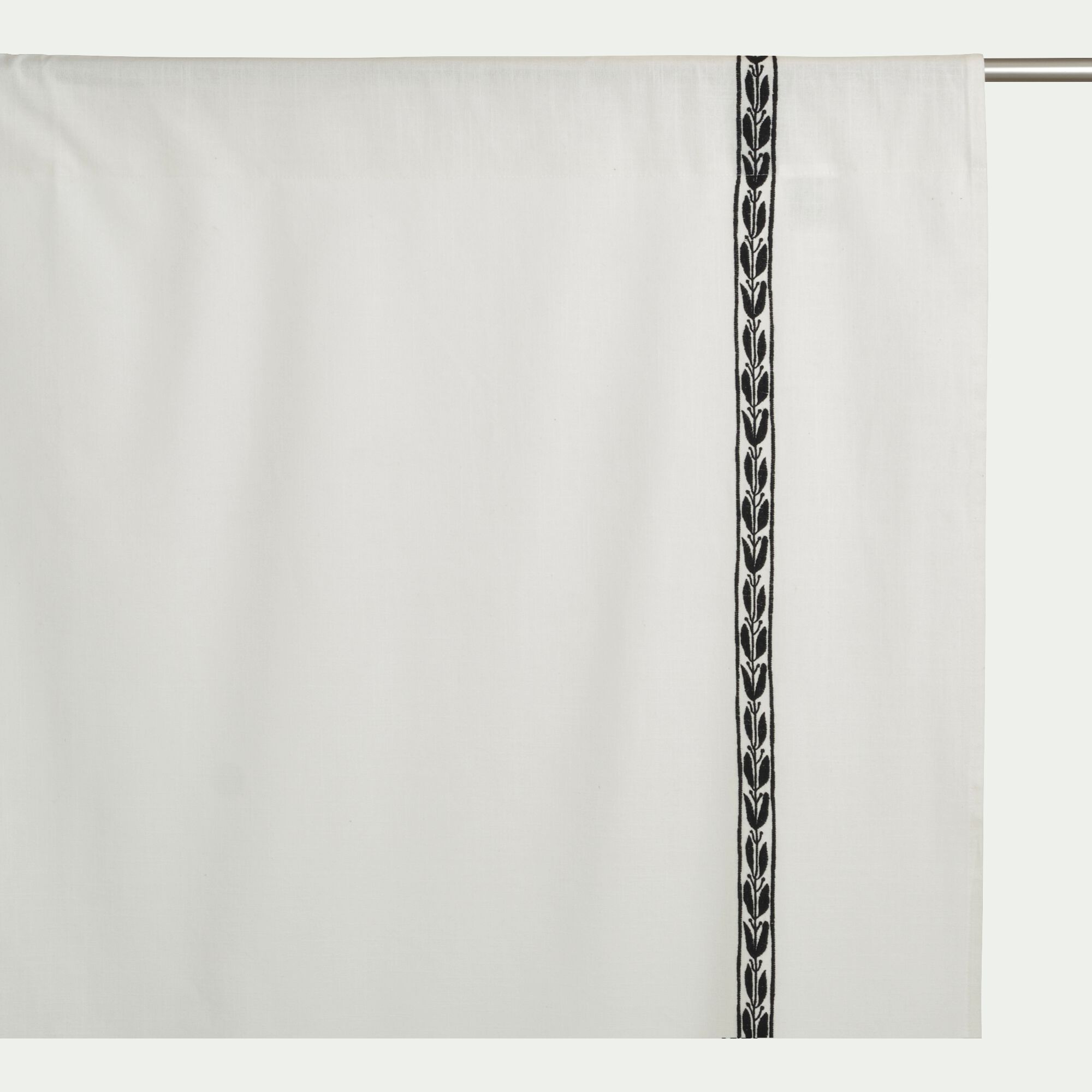 KISSOS - Rideau passe-tringle en coton motif Kissos 140x250cm - blanc