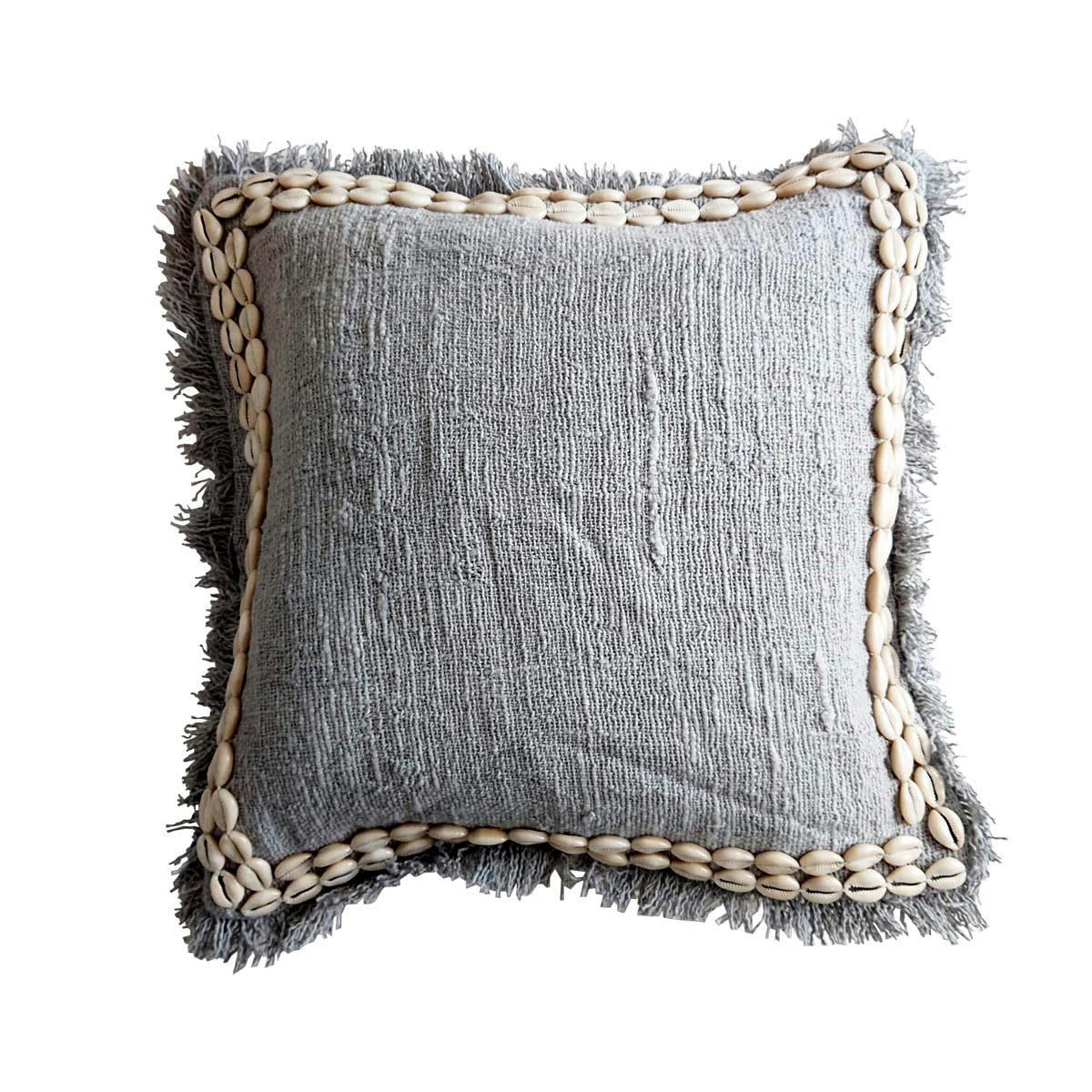 CANGA - Housse de coussin avec coquillages, gris 45x45 cm