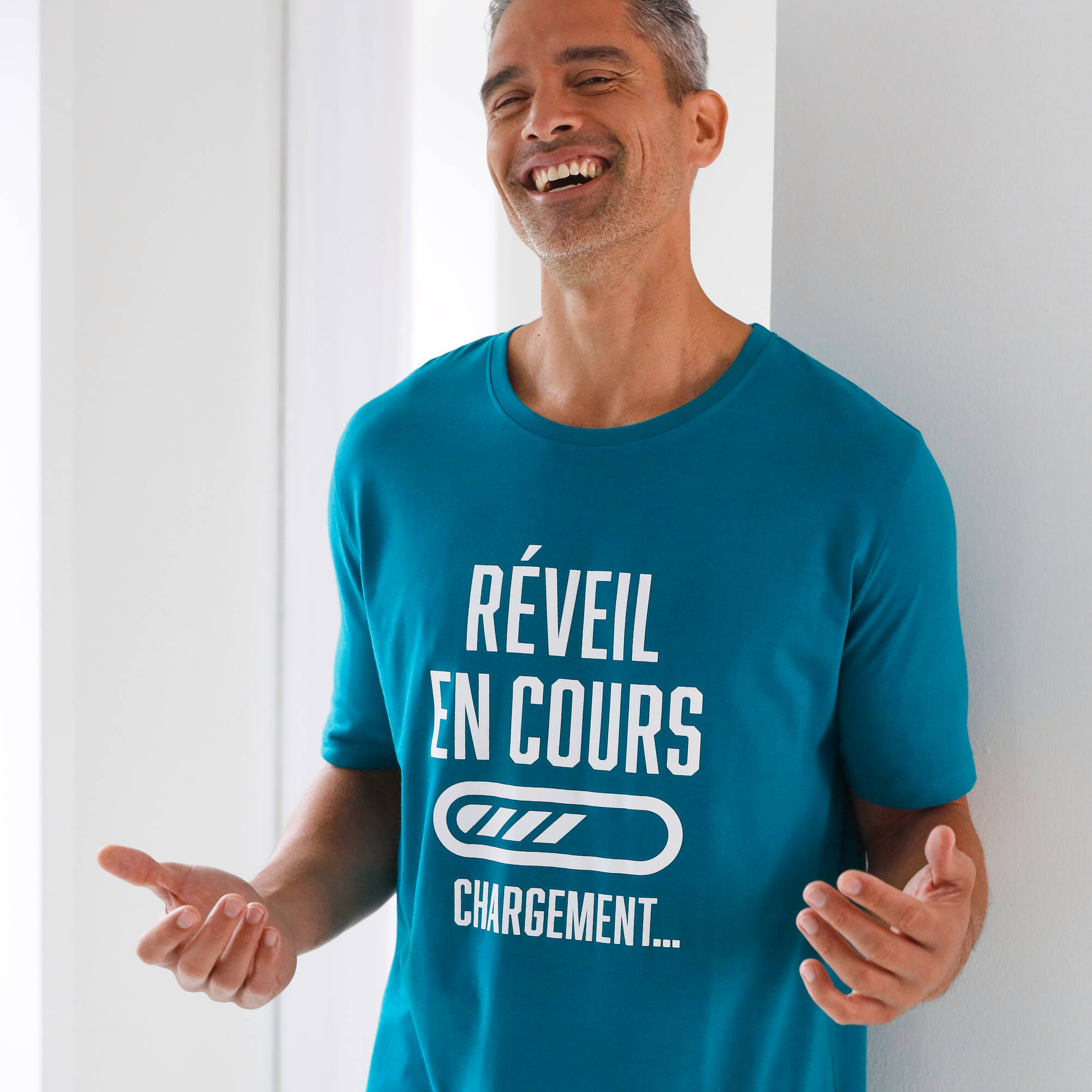Maxi T-shirt pyjama imprimé "réveil en cours"