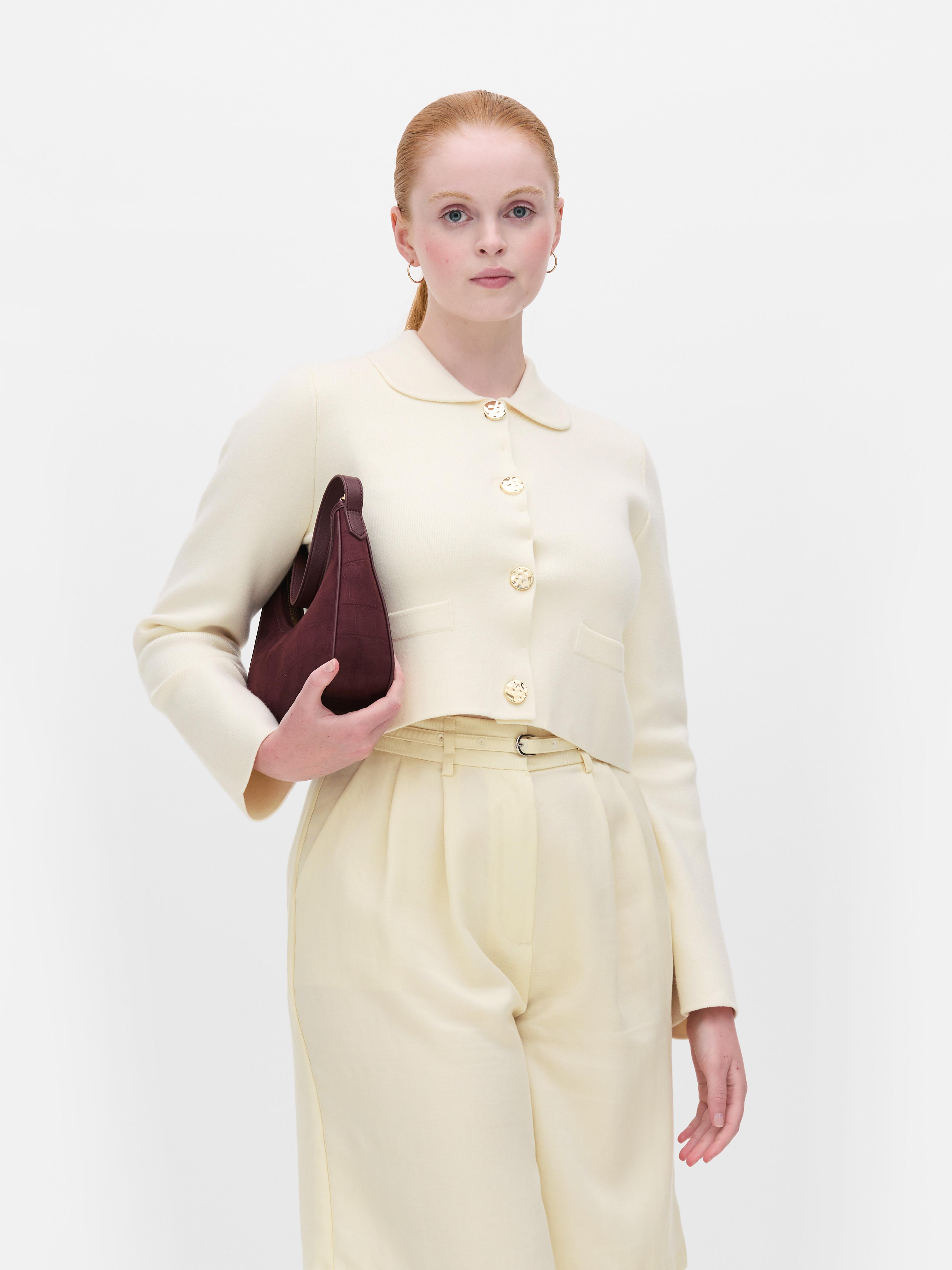 Cropped Collar Cardigan