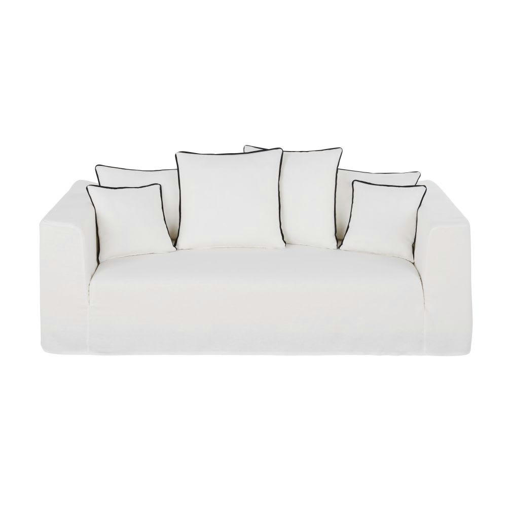 Gipsy - Canapé 3 places en lin blanc