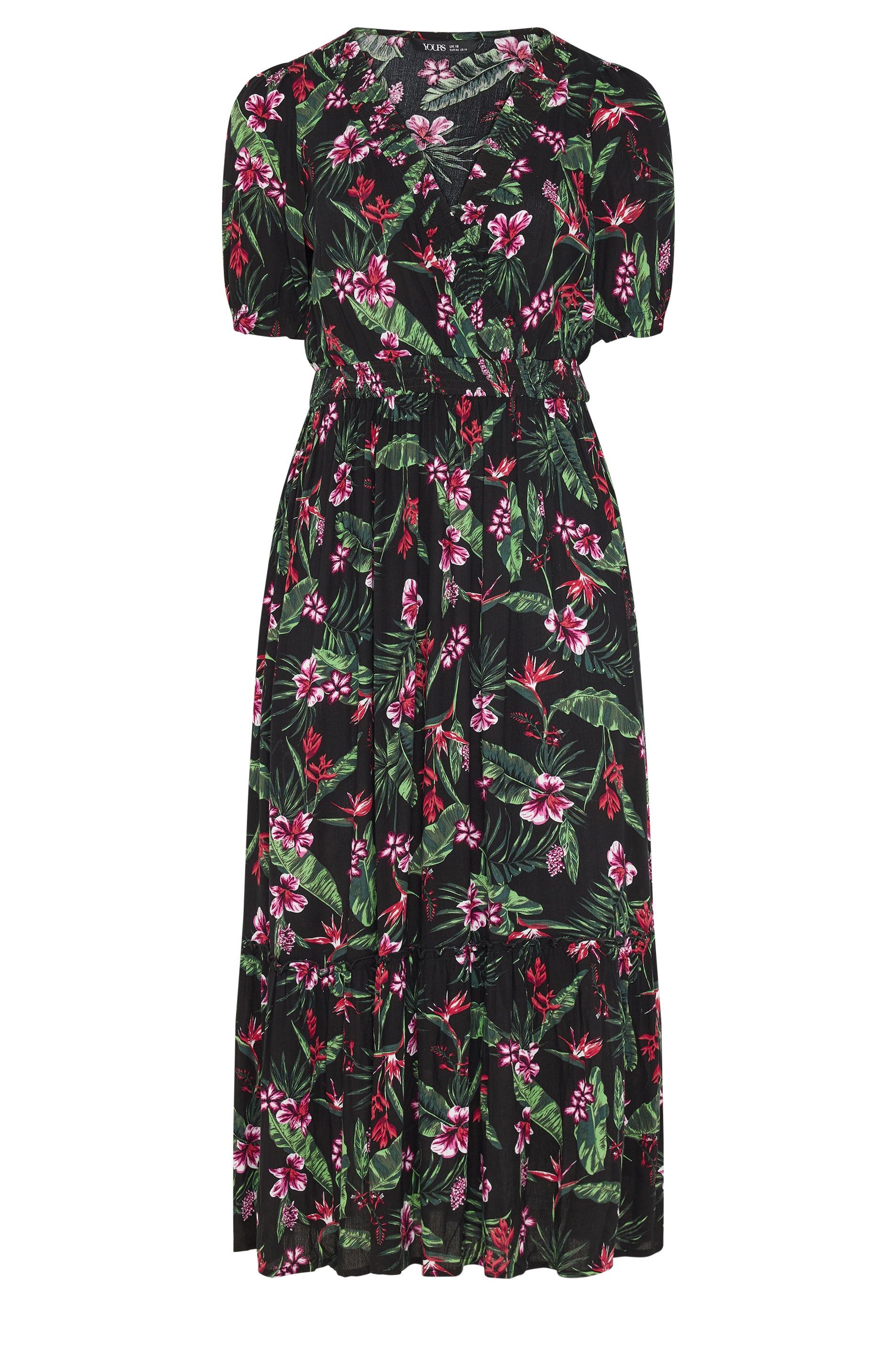 Yours Tropical Shirred Maxi Dress