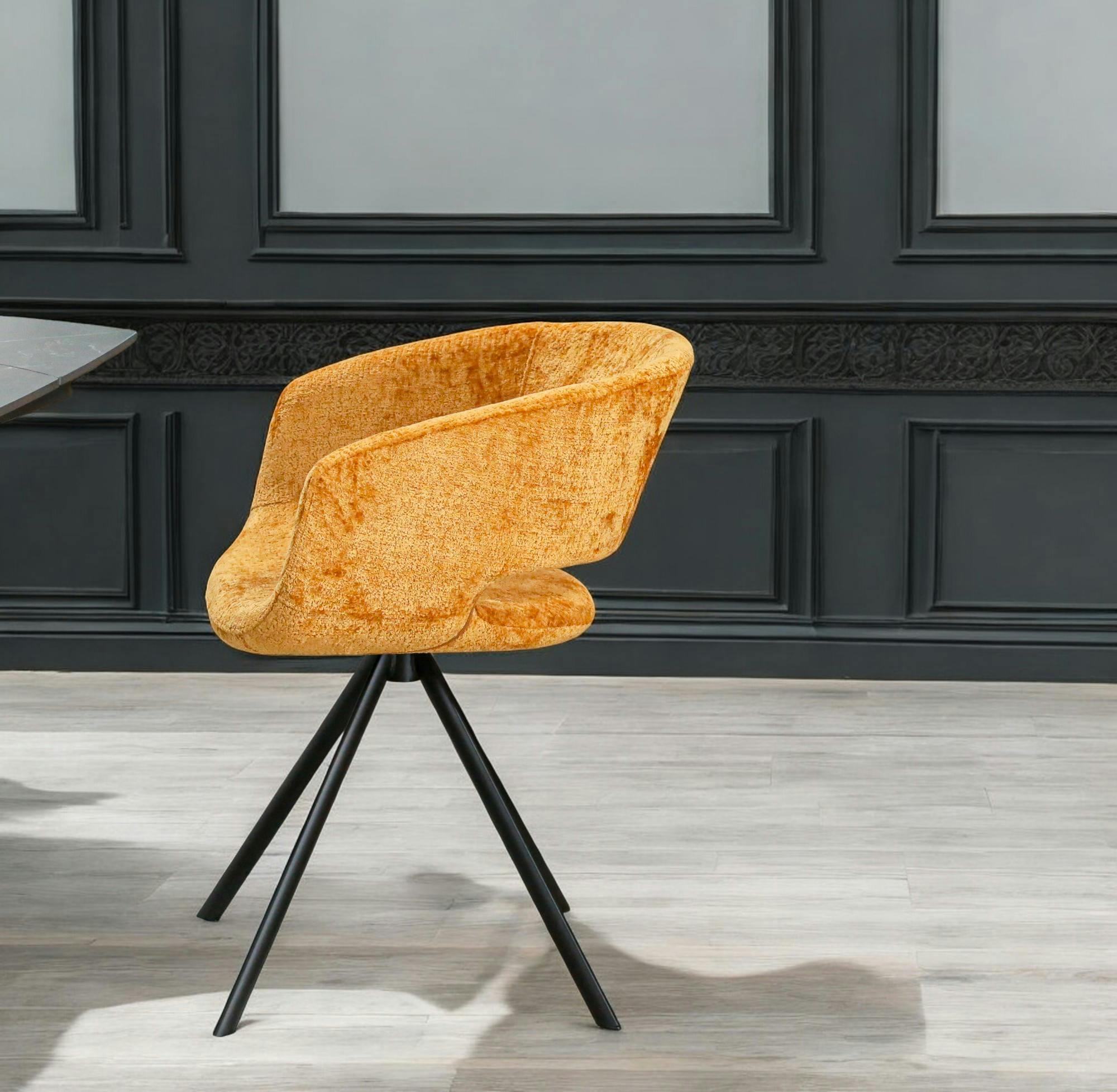 Fauteuil de table contemporain velours doré (lot de 2) FLORENCE