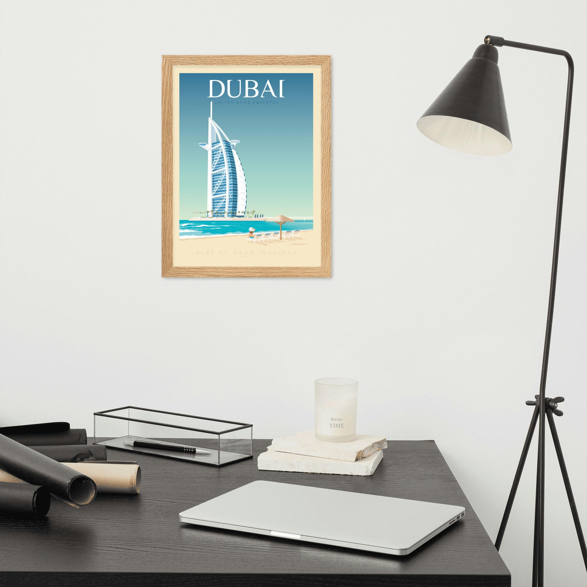 - Affiche Dubaï Burj Khalifa avec Cadre (Bois) 21x29,7 cm