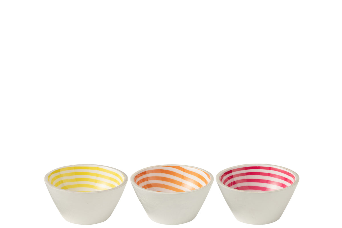 J-Line kom Spiraal - hout - roze/oranje/geel - medium - 3 stuks