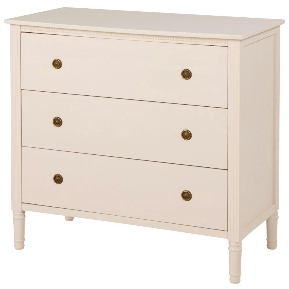 Milie - Commode compatible plan à langer 3 tiroirs beige rosé