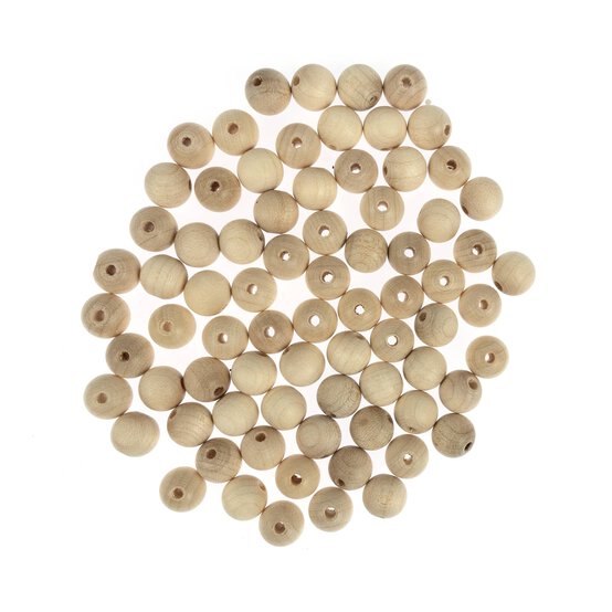 Unvarnished Wooden Beads 10mm 80 Pack