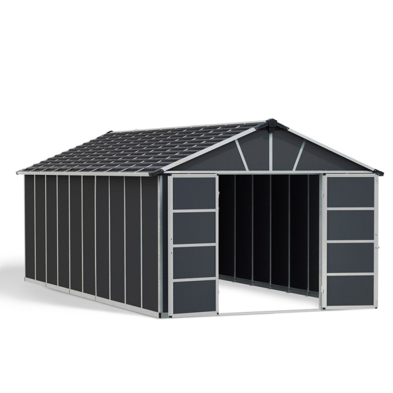 Abri de jardin en résine Yukon gris 3,32 x 6,43 x 2,52 m CANOPIA