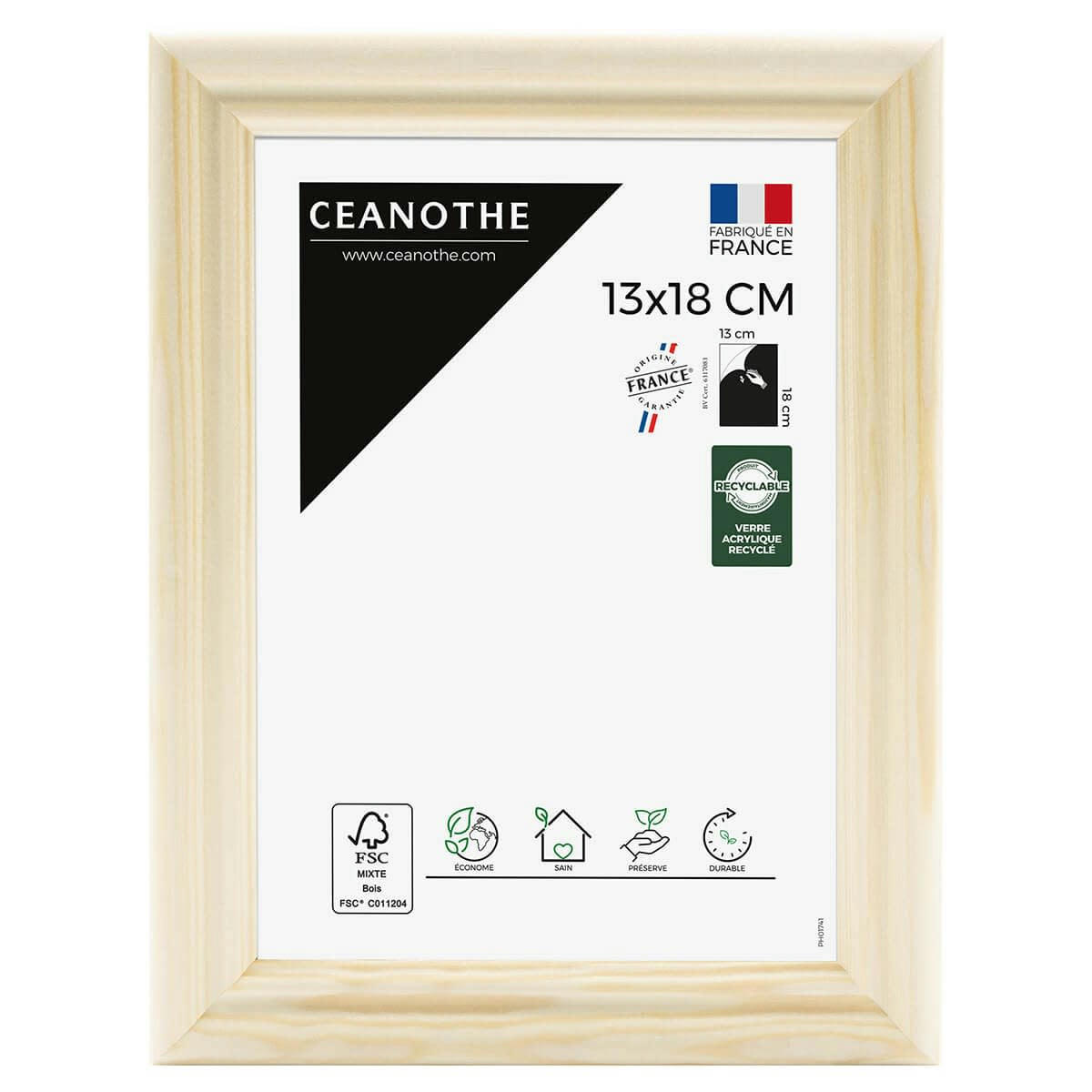 CIRCEE AUTHENTIC - Cadre photo naturel 13x18 cm bois massif fsc