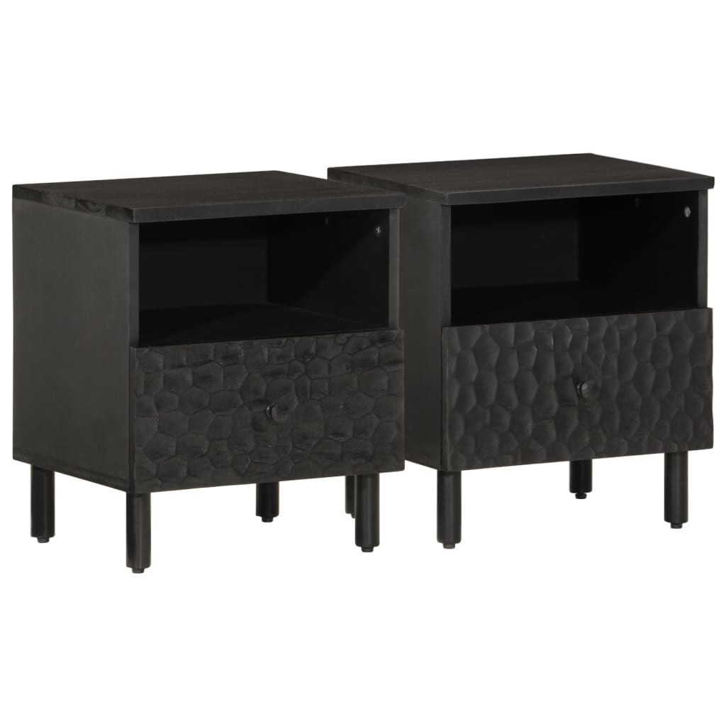 2x Szafka Nocna Stolik Komoda Czarna z Szufladą Do Sypialni 40x33x46 cm