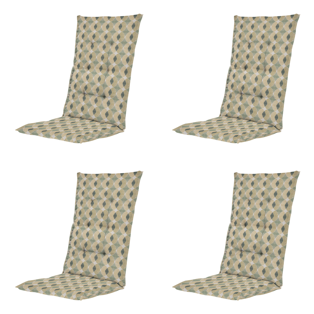 Madison tuinstoelkussen hoge rug Rae - groen - 123x50x5cm - set van 4