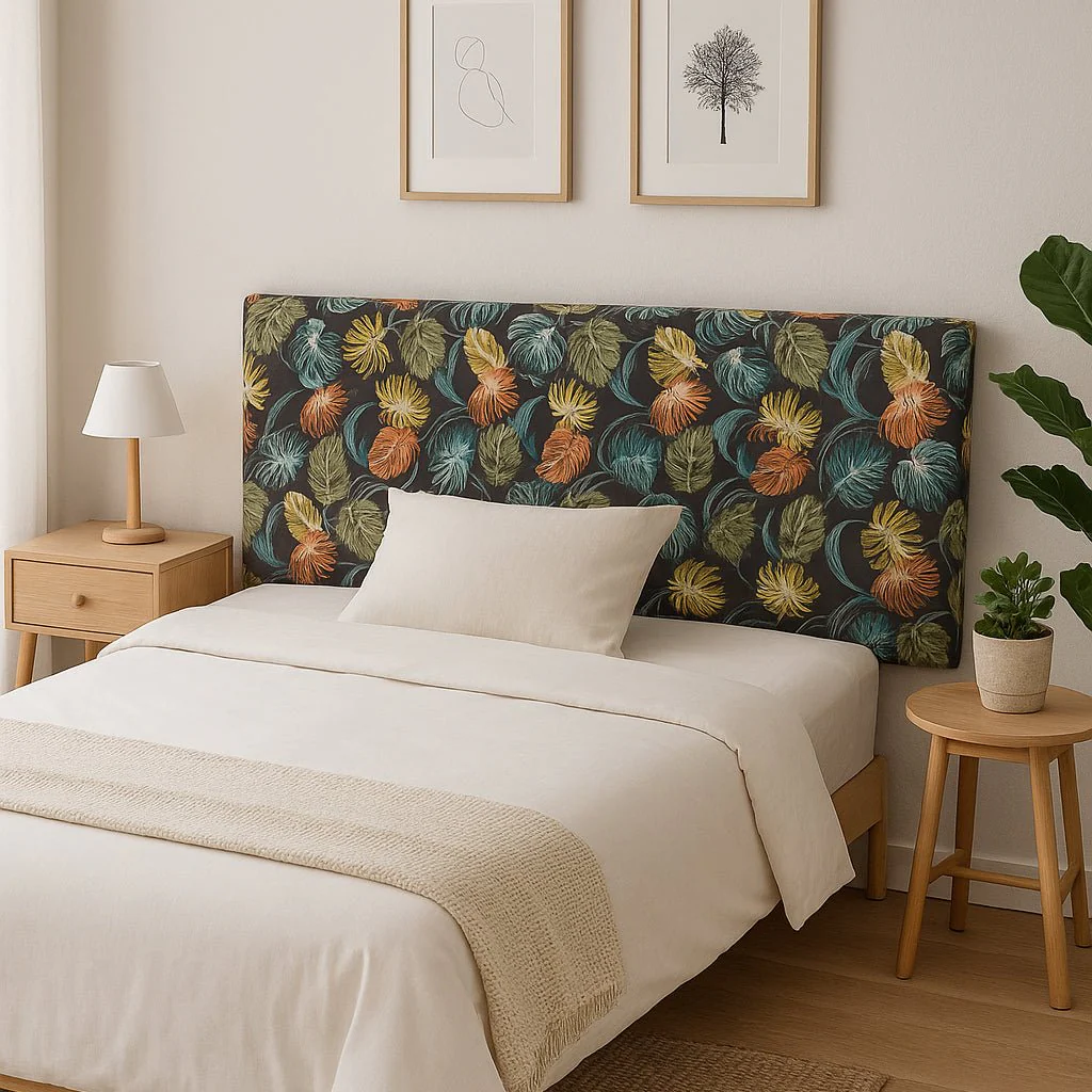 Cabeceira Cama Estofada com Padrão Floral Azul 160x10x60 SERENA