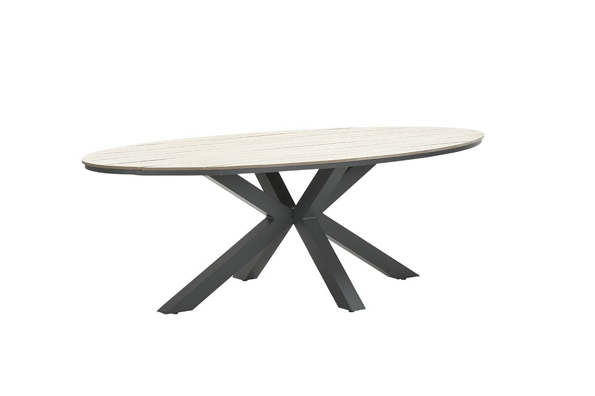 Edison tafel - ovaal - 220x115 cm - carbon black -light teak Vironwood