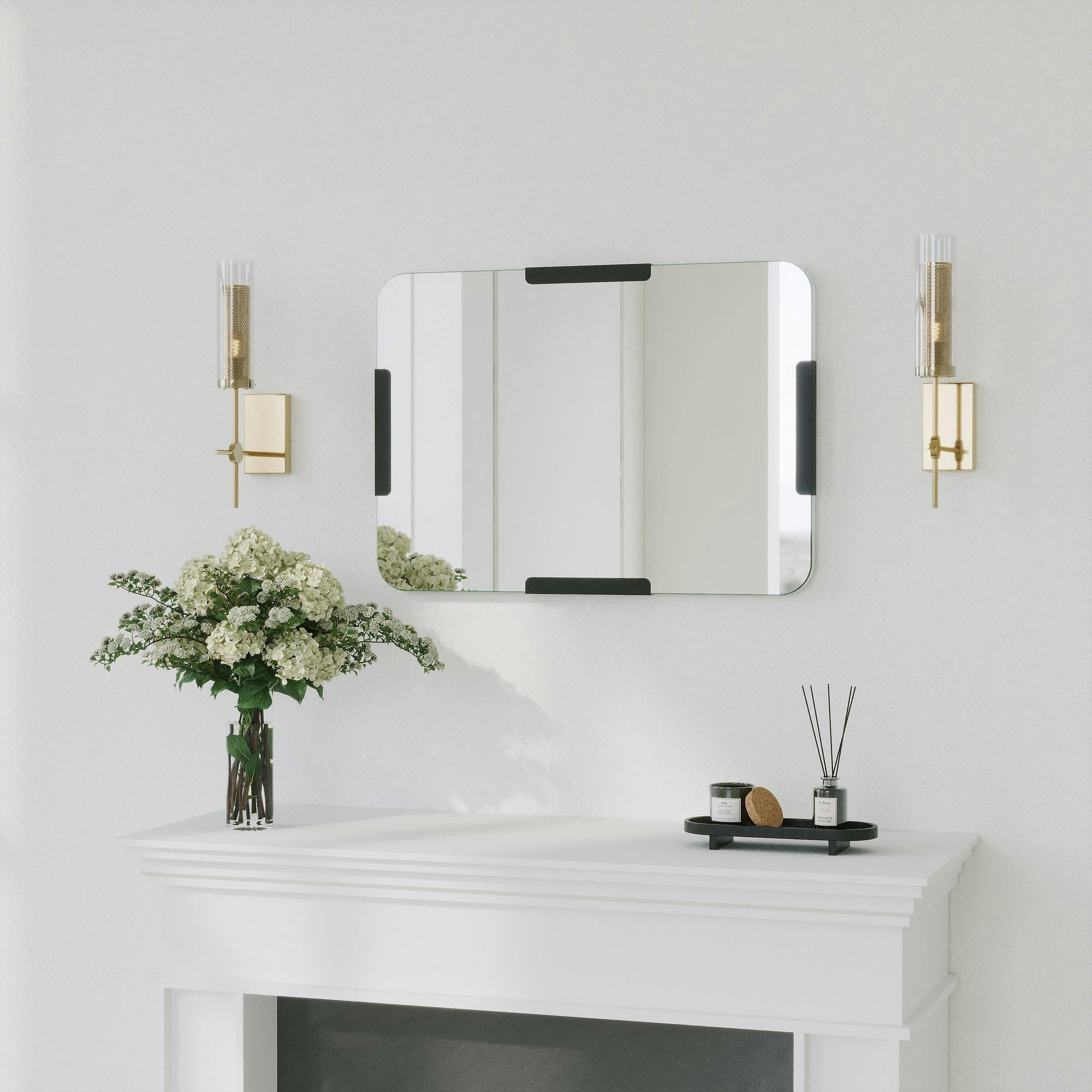 Miroir d'entrée mural avec détails noirs 70 cm CODY