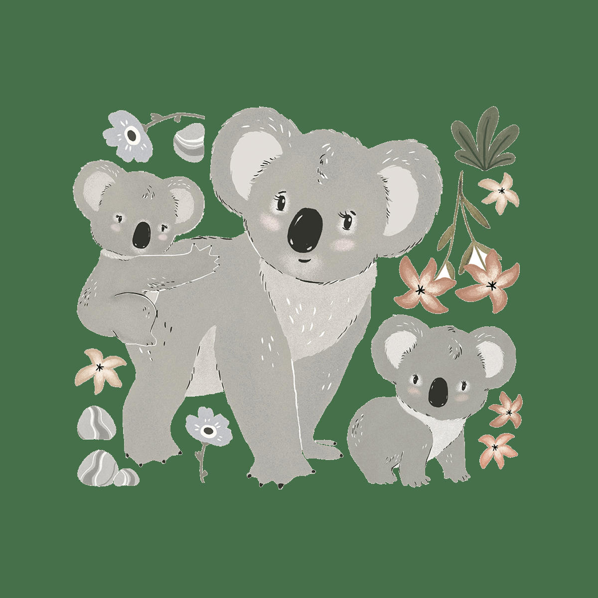 LILYDALE - Grand sticker famille koalas en vinyle mat multicolore
