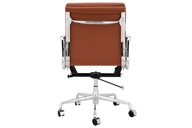 NNEKGE Replica Eames Group Standard Aluminium Padded Low Back Office Chair (Black Leather)
