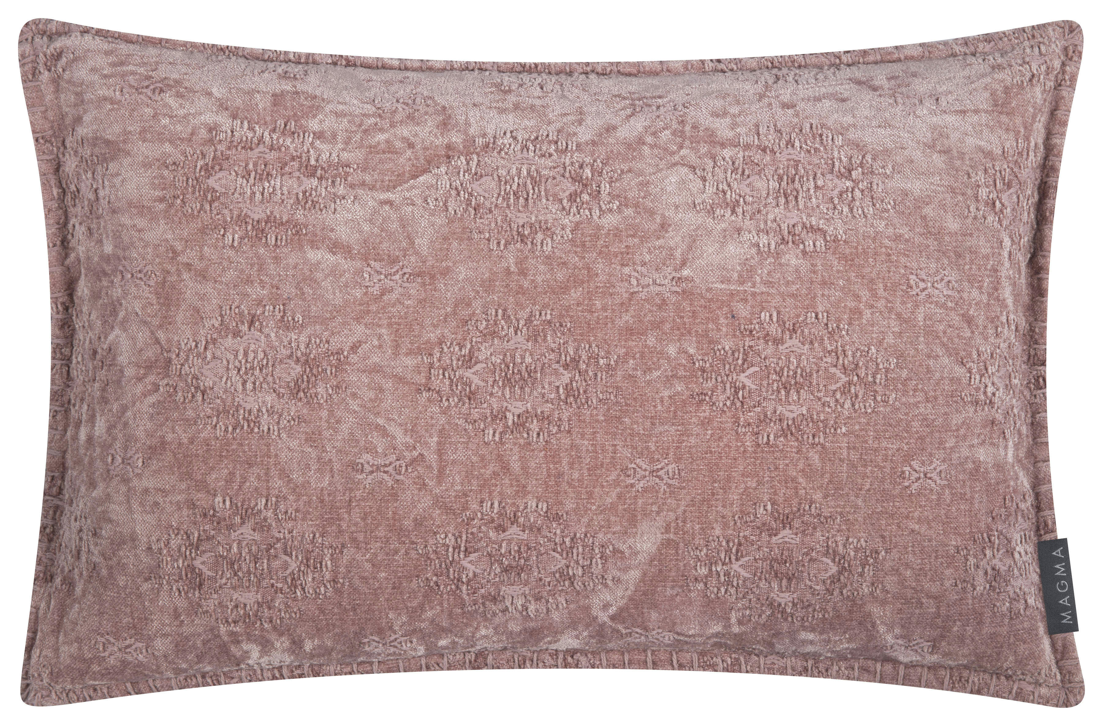 WAVE - Housse de coussin jacquard mauve avec volant 1 cm 60 x 40