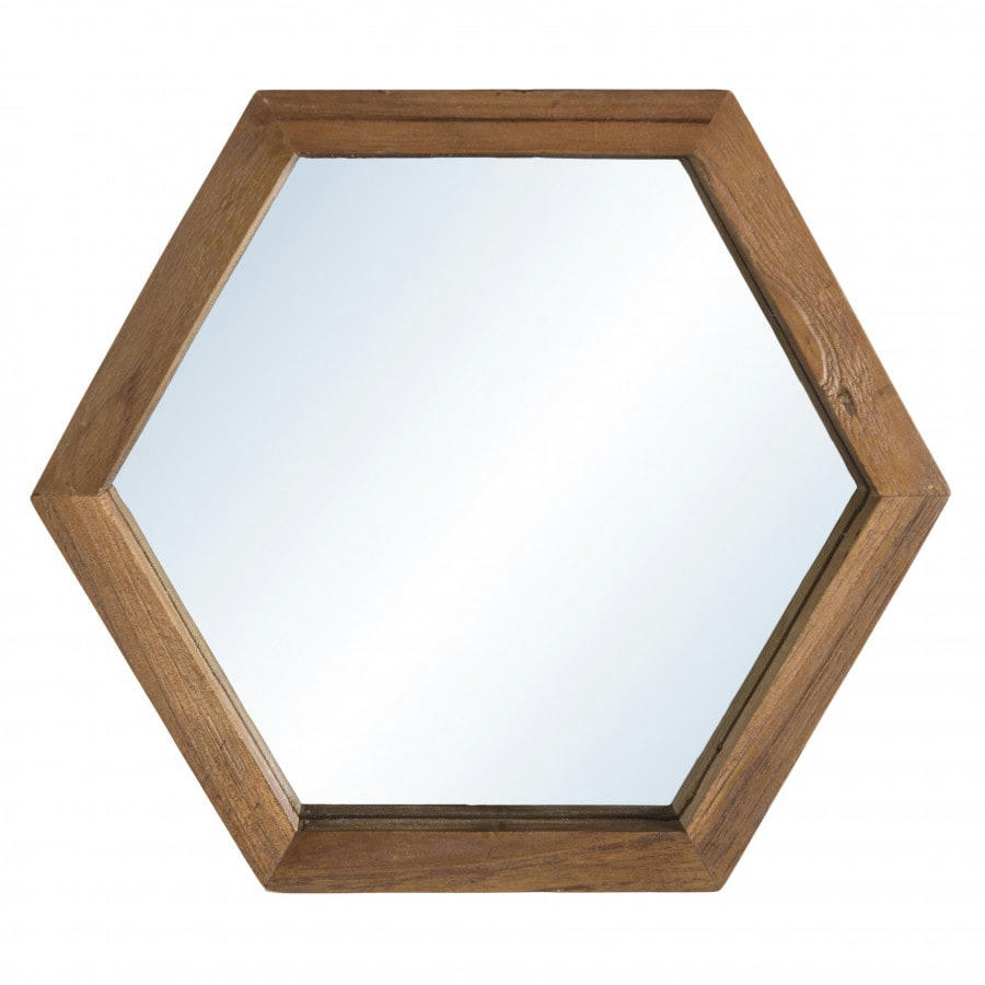 ALIDA - Miroir hexagonal en teck recyclé 30x26