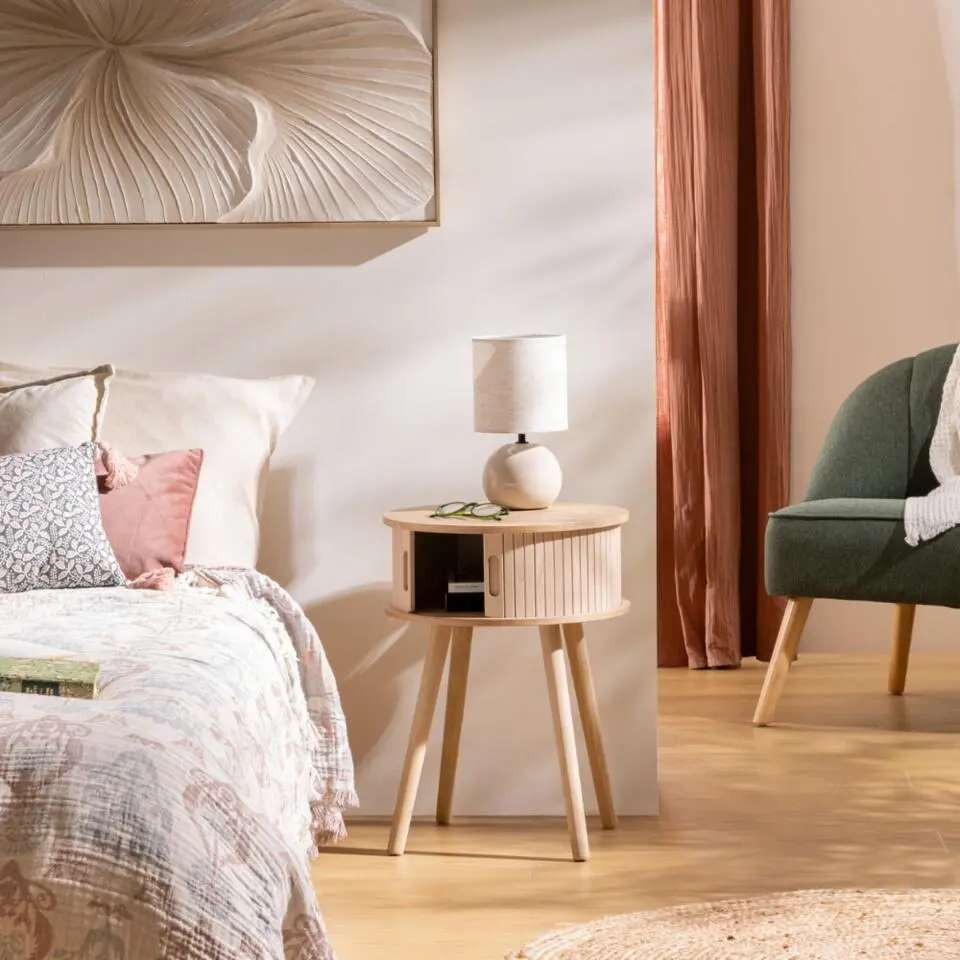 MISOU Nachtkastjes Juliet met Kastje - Set van 2 - Beige