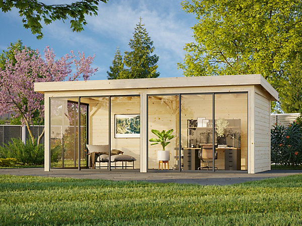 Abri de jardin Palmako Lenna 402 en bois naturel ép.28 mm 21,4m²