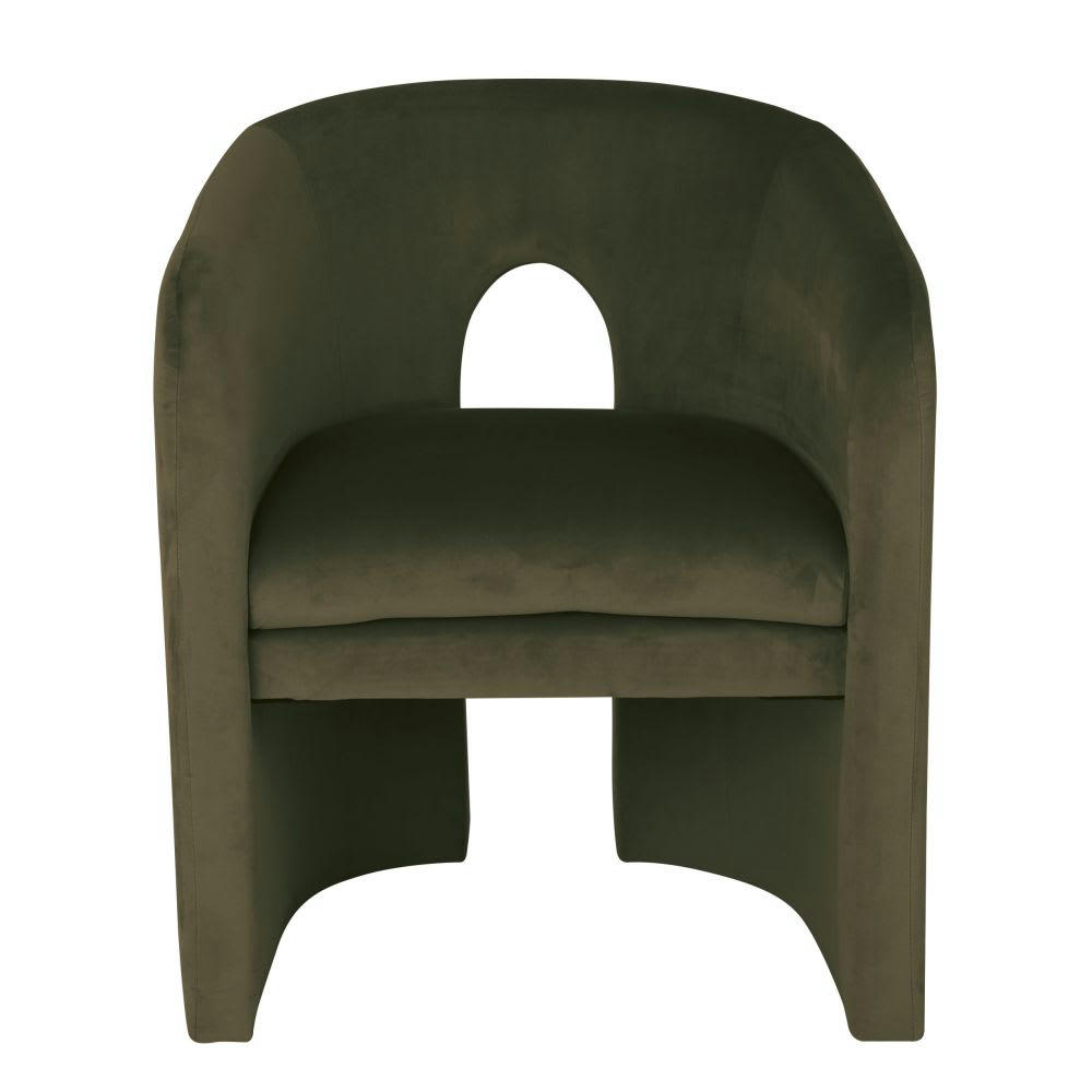 Chess - Fauteuil de table en velours vert kaki