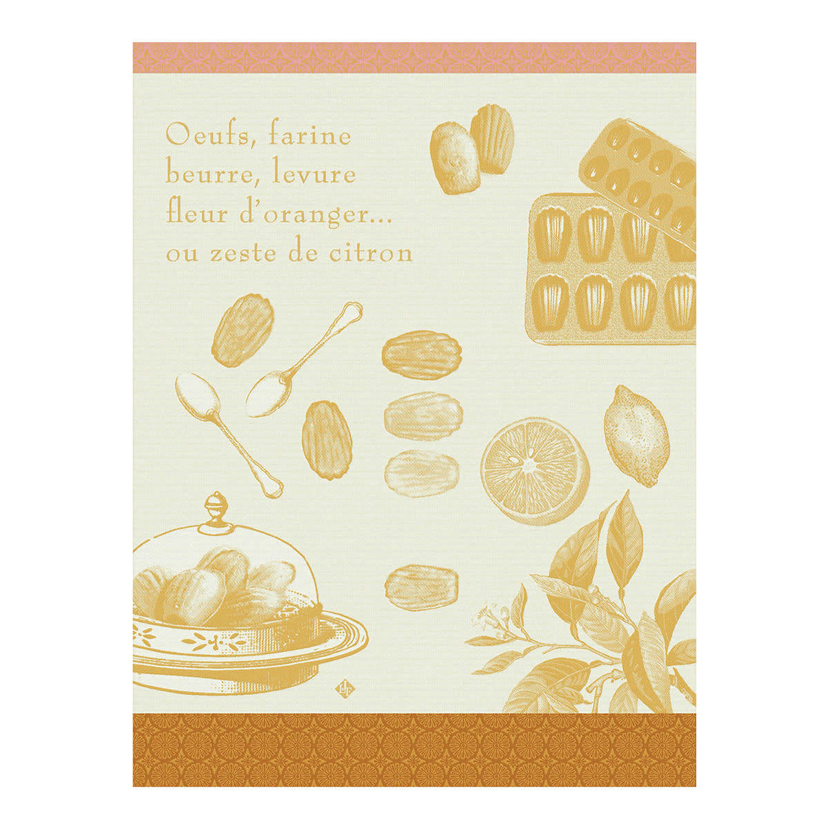 RECETTES - MADELEINES - Torchon en coton beurre 60 x 80