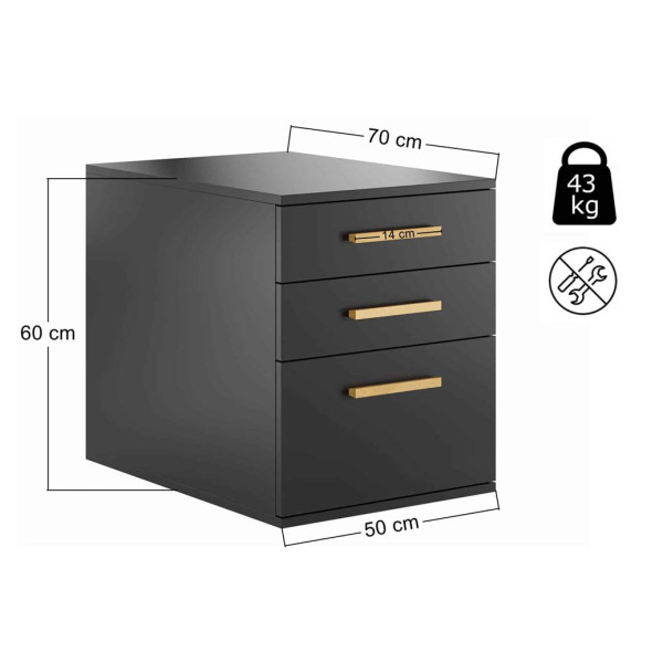 Czarny kontener z szufladami Loft Office