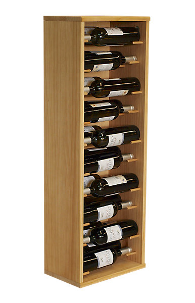 Meuble Range Bouteille de vin Série Godello en Pin Clair 20 bouteilles étiquettes devant