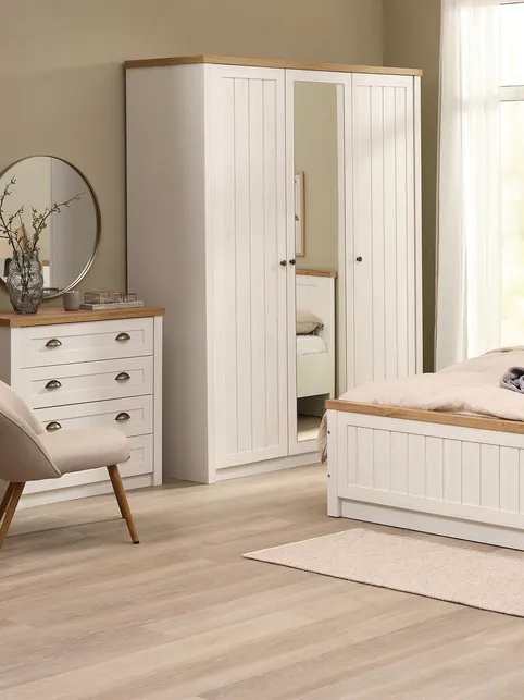 Garderobeskab MARKSKEL 162x210 hvid/vild natur egefarve