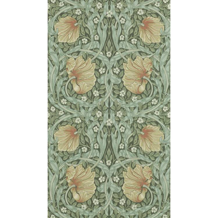 Morris & Co. Pimpernel Bayleaf Green Floral Wallpaper