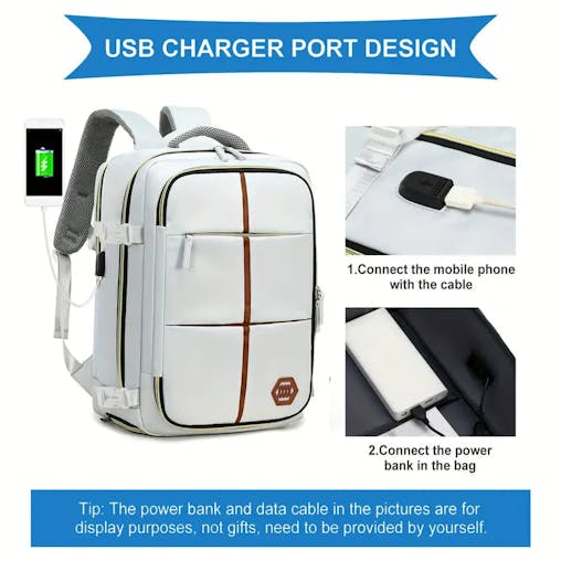 NNETM Travel Backpack with Airline-Approved Laptop Compartment and Shoes Compartment - Silver Gray and Chest Bag