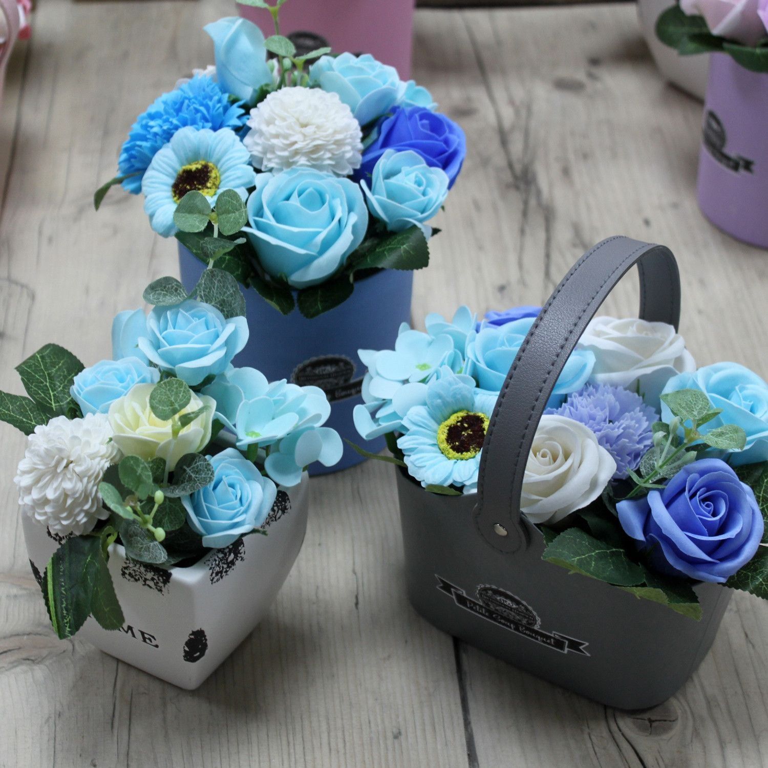 Serenityy Serenityy Petite Basket Bouquet - Soothing Blues