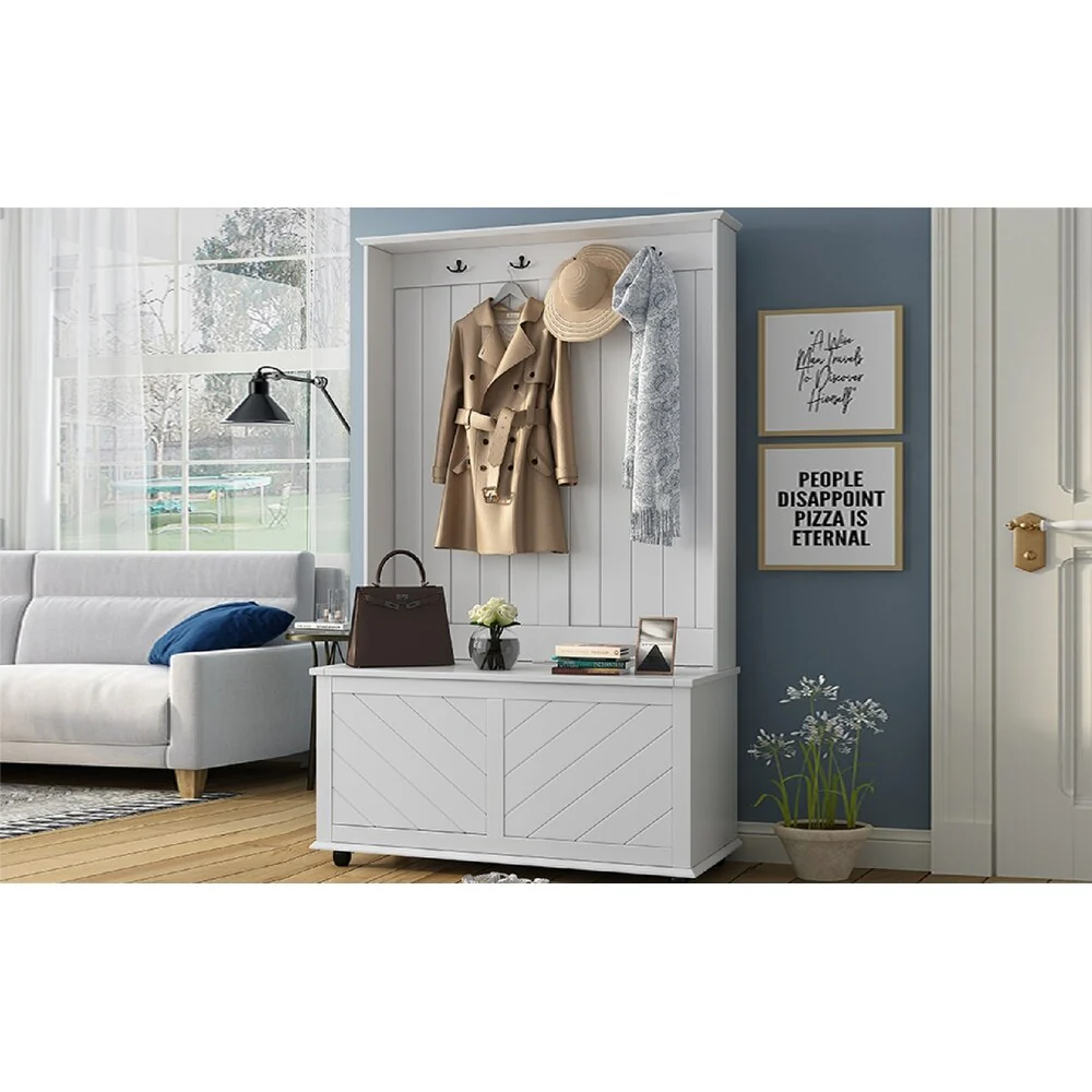 40Inch Hall Tree with 4 Hooks for Entrance