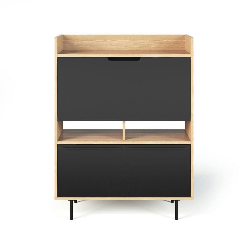 LIME - Bureau  placage chêne et noir laqué