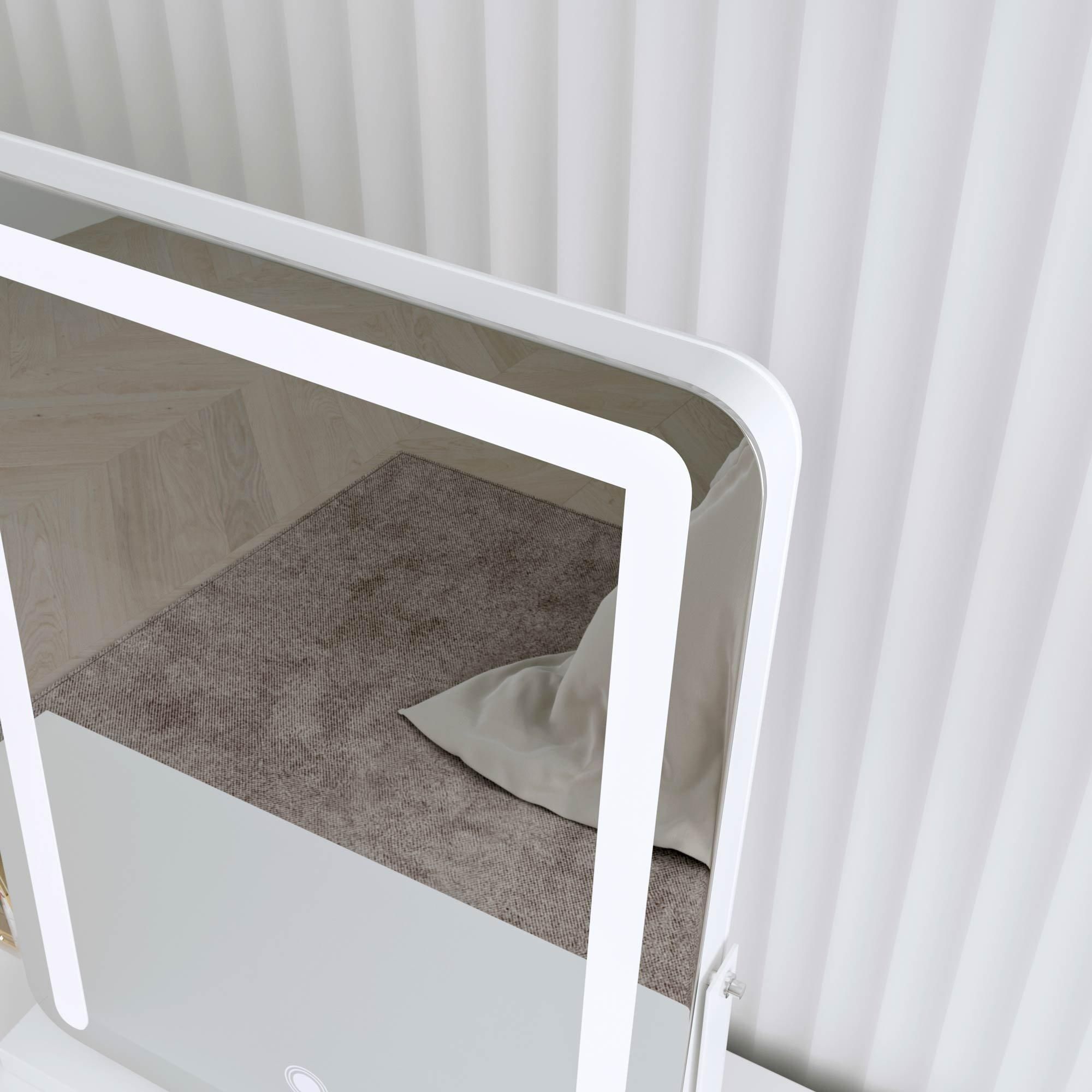 CARME HOME Mia White Frameless Touch Sensor LED Light Mirror